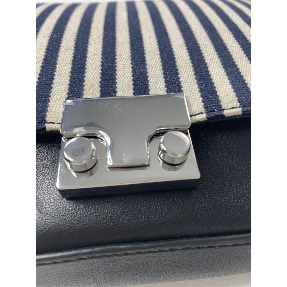 Loeffler Randall Leather Silver Chain Clutch Crossbody Handbag NWT $395 AS IS